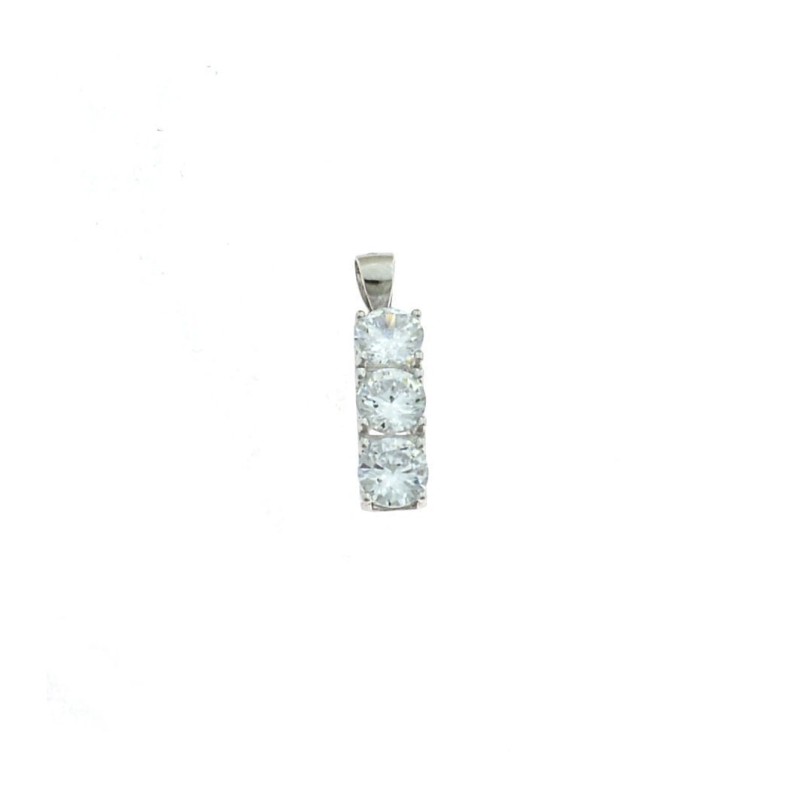 White gold plated trilogy pendant with 925 silver zircons