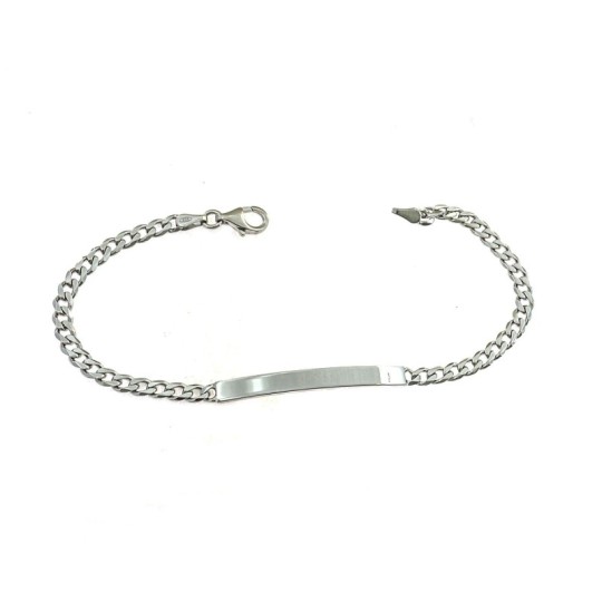 Bracciale a targa da 4 mm. placcato oro bianco in argento 925