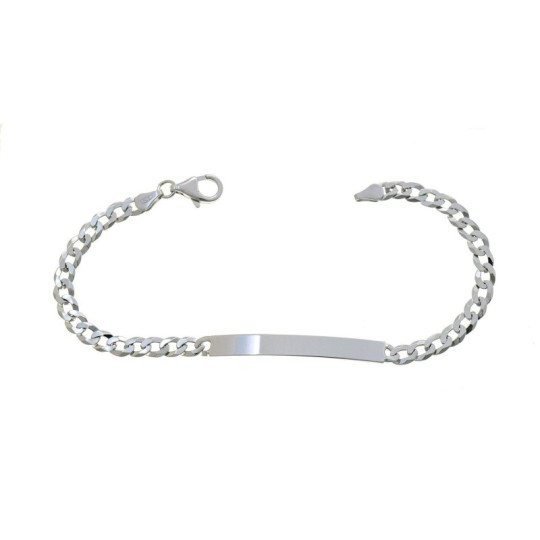 5 mm plate bracelet. white gold plated in 925 silver