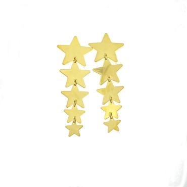 Earrings with 5 degradé stars plated yellow gold in 925 silver