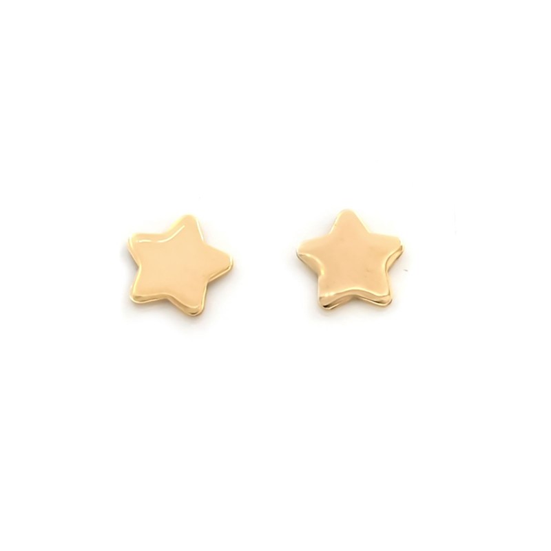 Lobe earrings rose gold plated star round tip 7x7 mm. in 925 silver