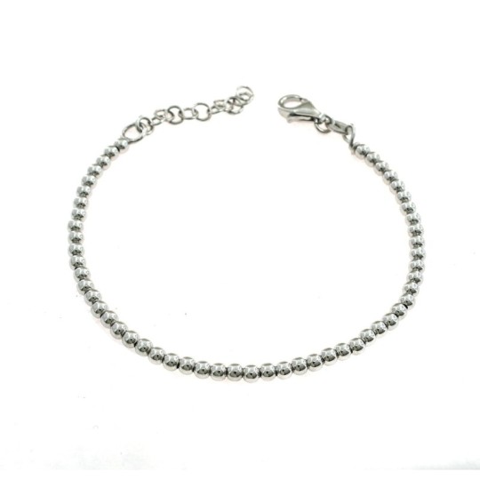 3mm smooth ball bracelet. white gold plated in 925 silver