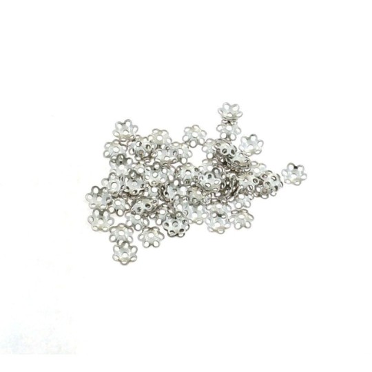 Flower hole cover ø 4 mm. white gold plated 60 pieces in 925 silver