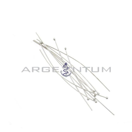 Pegs 0,6x60 mm. 10pcs white gold plated 925 silver