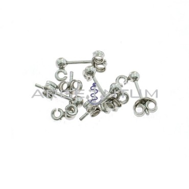 Attachments for ø 3 mm ball earrings. with open link white gold plated 6 pieces in 925 silver