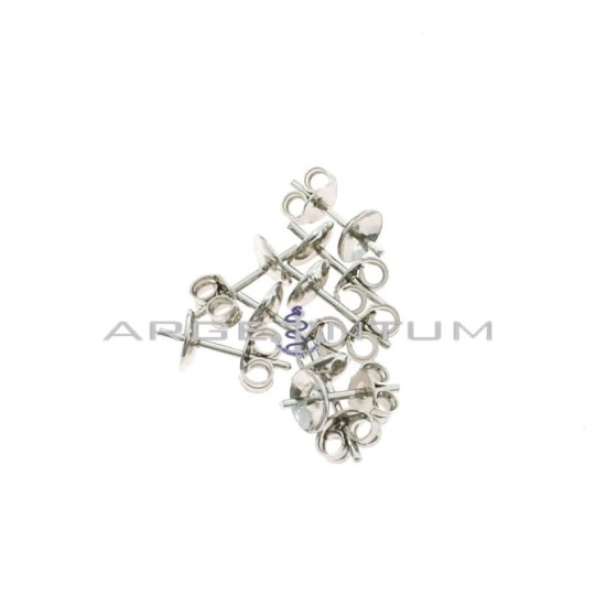 Attacchi per perle da ø 4 mm. placcati oro bianco 8 pezzi in argento 925