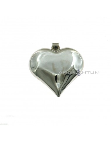 White gold plated rounded heart pendant in 925 silver