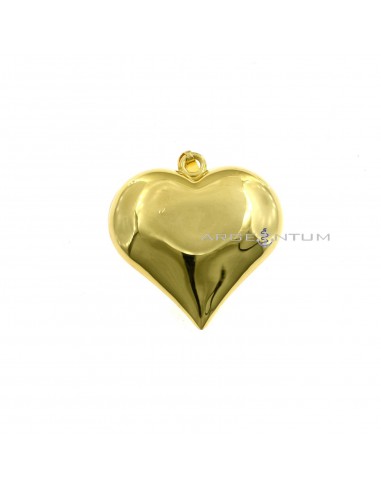 Yellow gold plated rounded heart pendant in 925 silver