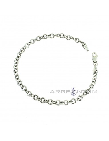 White gold plated 7 mm rolo link bracelet in 925 silver
