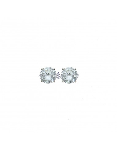 Light point earrings with 9 mm white zircon plated white gold in 925 silver