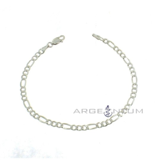 White gold plated 3 1 3 mm chain link bracelet in 925 silver