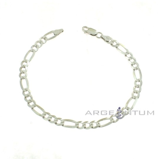 Bracciale maglia a catena 3 1 da 5 mm placcato oro bianco in argento 925