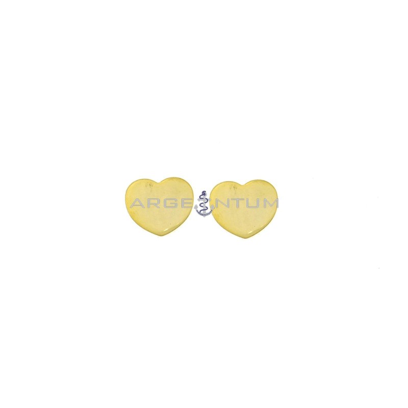 Yellow gold plated heart lobe earrings 10x10 mm in 925 silver