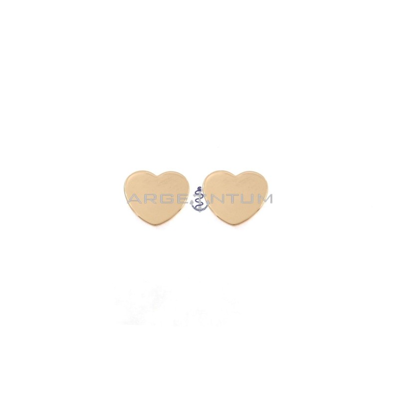 Rose gold plated 13x13 mm plate heart lobe earrings in 925 silver