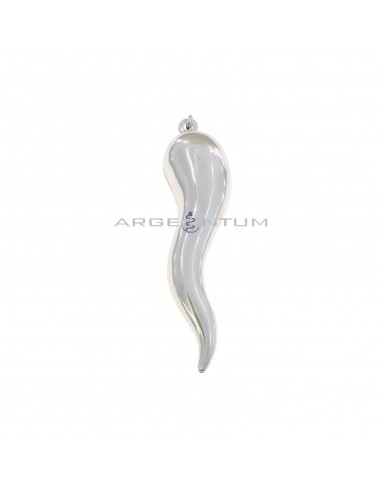 Horn pendant 20x80 mm white gold plated in 925 silver