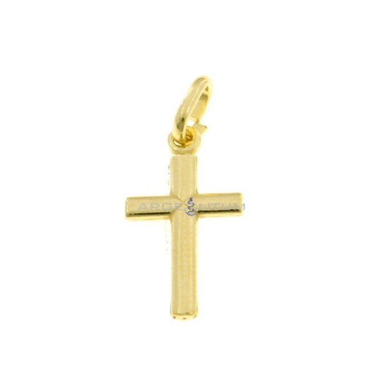 Smooth cross pendant yellow gold plated in 925 silver