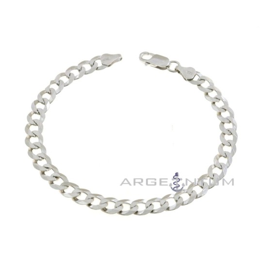 White gold plated 6.5 mm curb mesh bracelet in 925 silver