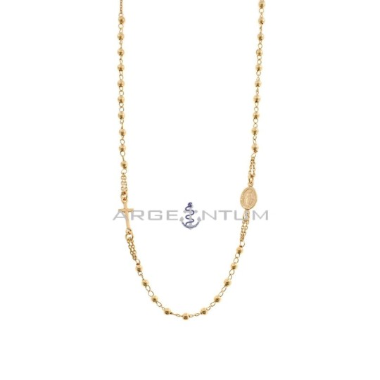 Rose gold plated round rosary necklace with 3 mm smooth sphere. in 925 silver