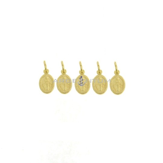 Miraculous medal pendants 7x10 mm yellow gold plated in 925 silver (5 pcs.)