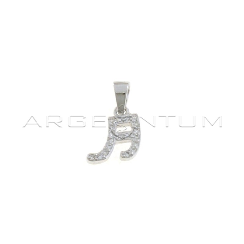 White gold plated zircon musical note pendant in 925 silver