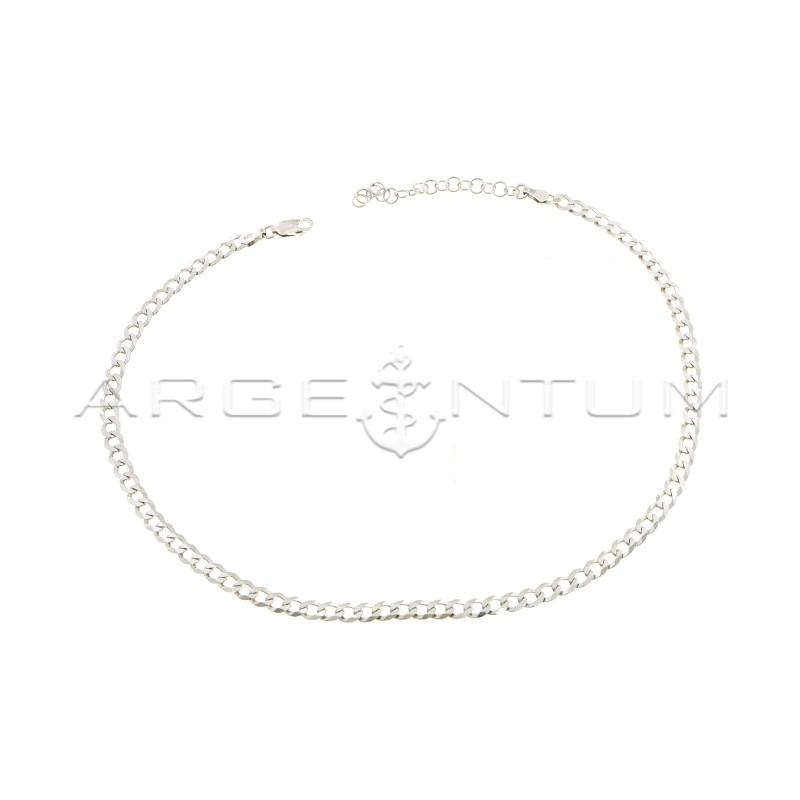 White gold plated curb link necklace in 925 silver