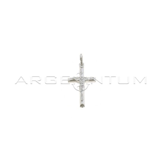 Cross pendant coupled with white gold plated cast Christ in 925 silver