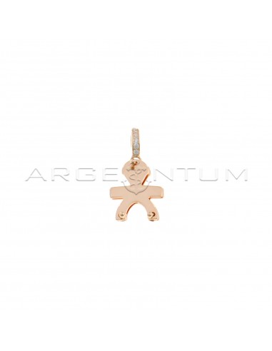 Double plate baby pendant with white zirconia counter chain in 925 silver plated rose gold