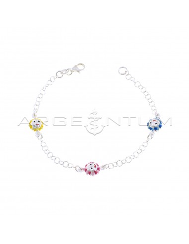 Bracciale maglia giotto con 3 soli accoppiati smaltati in argento 925