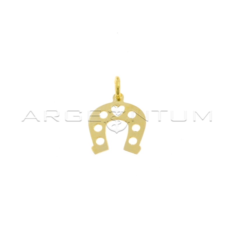 Horseshoe pendant with openwork plate yellow gold plated in 925 silver