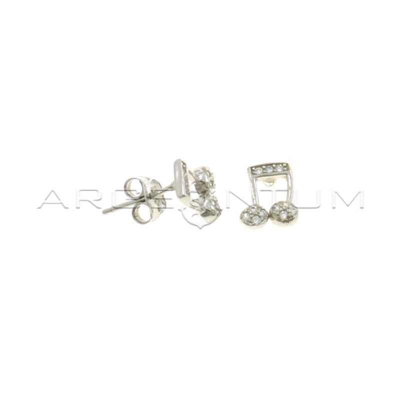 White gold-plated white gold-plated musical note stud earrings in 925 silver