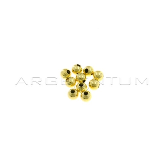 Smooth spheres ø 5 mm with through hole yellow gold plated in 925 silver (10 pcs.)