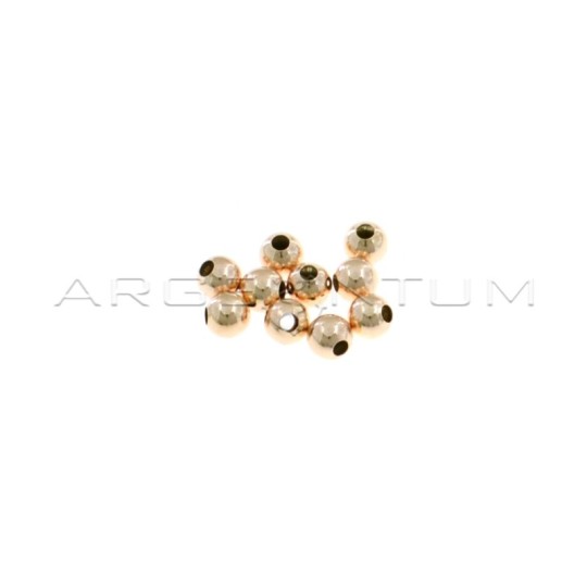 Smooth spheres ø 5 mm with through hole rose gold plated in 925 silver (10 pcs.)