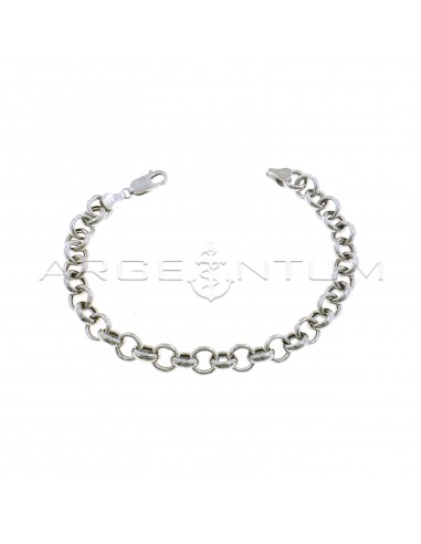 Rolo mesh bracelet ø 8 mm white gold plated in 925 silver