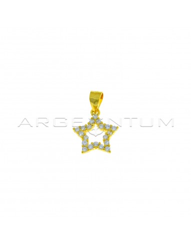 Yellow gold plated white zircon star shape pendant in 925 silver