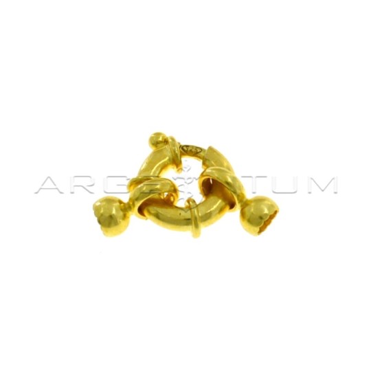 Chiusura chanel da ø 12 mm. con terminali da incollo da 5 mm. placcata oro giallo in argento 925