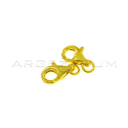 Moschettoni da 13 mm. placcati oro giallo 2 pezzi in argento 925