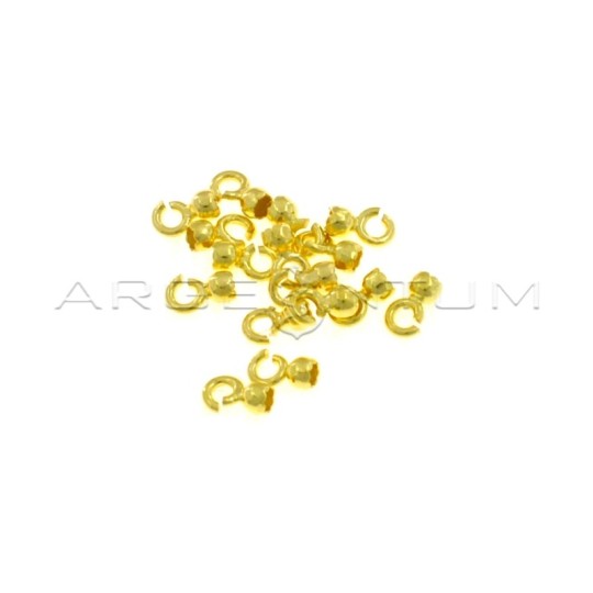 Terminali da incollo da ø 3 mm. con maglina aperta placcati oro giallo 16 pezzi in argento 925