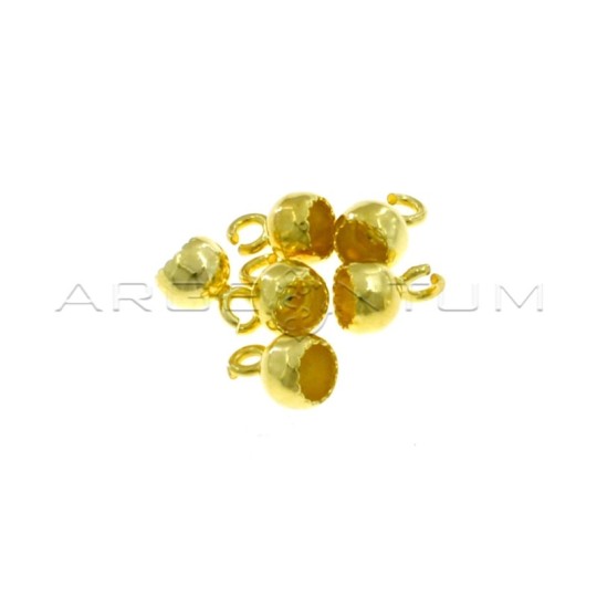 Lacquer wax terminals ø 6 mm with open mesh yellow gold plated in 925 silver (6 pcs.)