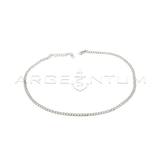 Collarino maglia grumetta placcato oro bianco in argento 925