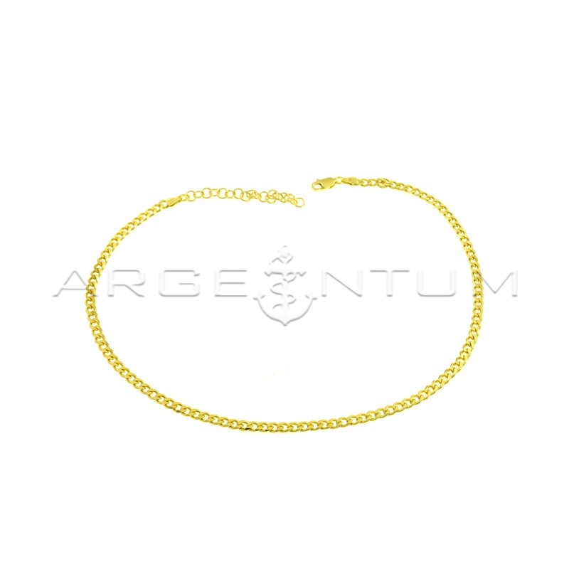 Yellow gold plated curb link necklace in 925 silver