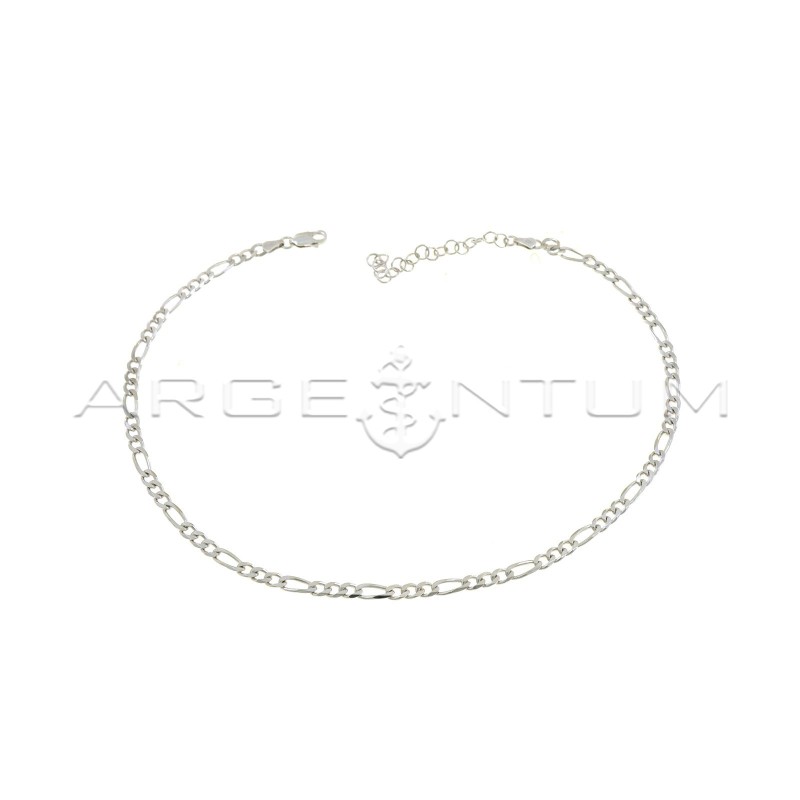 White gold plated chain link 3 1 in 925 silver