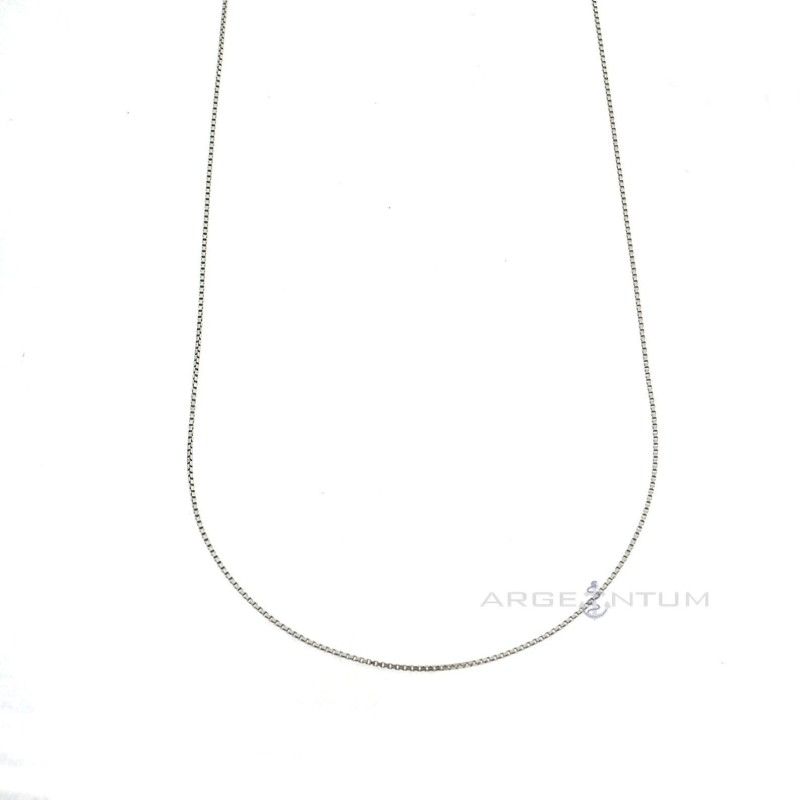 0.6 mm white gold plated Venetian link chain in 925 silver (90 cm)