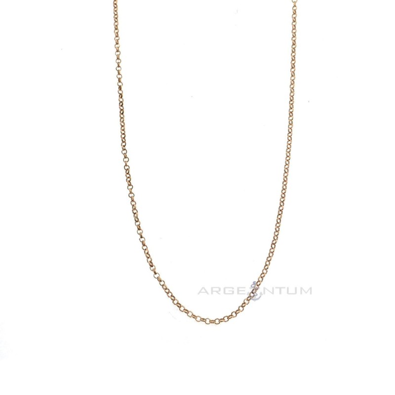 Rose gold plated diamond rolo link chain in 925 silver (70 cm)