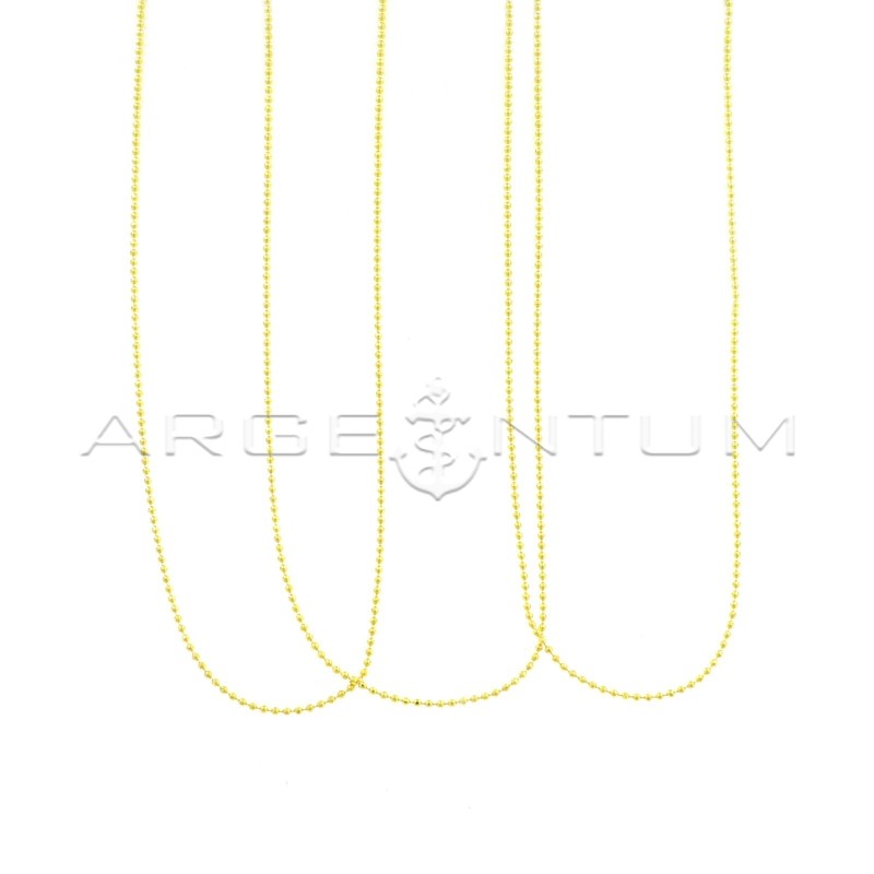 1.2 mm diamond ball chains in 925 silver plated yellow gold (50 cm) (3 pcs.)