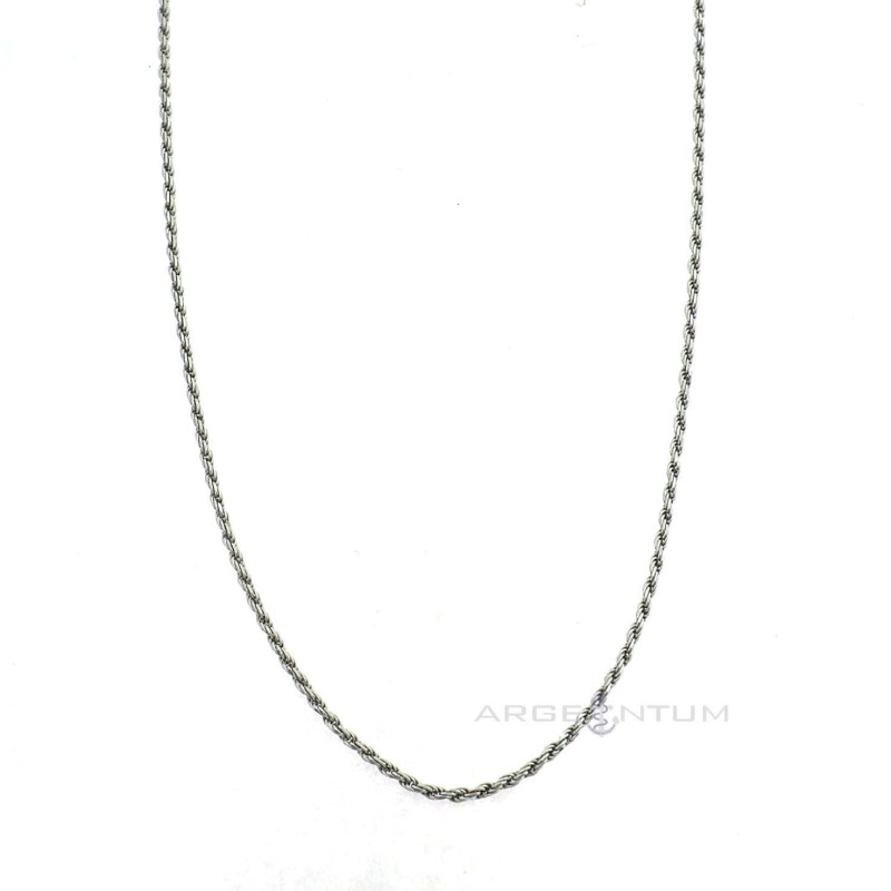 1.5 mm rope link chain. white gold plated 925 silver (90 cm)