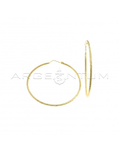 Cross-cut diamond hoop earrings ø 55 mm yellow gold plated in 925 silver