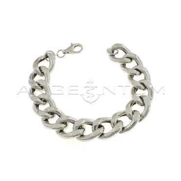 White gold plated 16 mm curb mesh bracelet in 925 silver