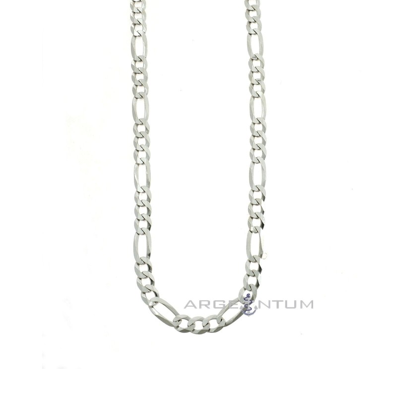 Collana maglia 3 1 da 5 mm placcata oro bianco in argento 925 (50 cm)