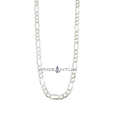 Collana maglia 3 1 da 6 mm placcata oro bianco in argento 925 (60 cm)