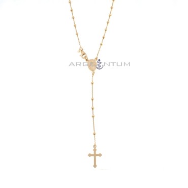 Rose gold plated Y rosary necklace with 2 mm smooth sphere in 925 silver (50 cm)